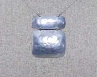 Delicate Hammered Sterling Silver Rectangle Panel Necklace