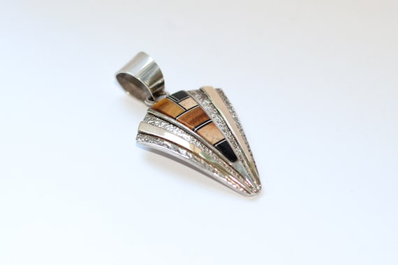 Vintage 1990s Ervin Hoskie Navajo Multi Stone Inlay 14K Gold and