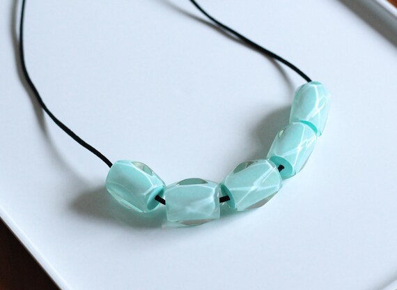 ZSISKA Clear and Turquoise Faceted Beaded Necklace