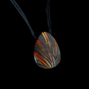 ZSISKA Orange Black and Silver Feather Statement Pendant Necklace