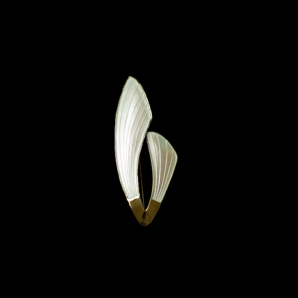 Vintage VB Volmer Bahner Sterling Silver and White Guilloche Enamel Modernist Brooch Pin Denmark