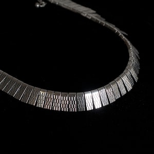 Vintage 1960s Signed BIRKS Germany Sterling Silver 925 Panel Necklace