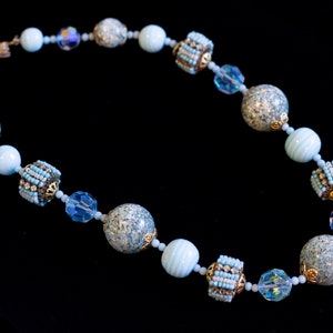 Rare Vintage 1950s Vendome Blue Beaded Necklace