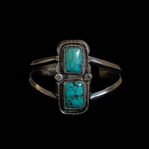 Vintage Edison Largo Navajo Sterling Silver and Turquoise Cuff Bracelet