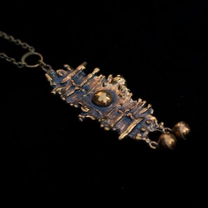 Vintage 1960s Modernist Brutalist Pentti Sarpaneva Bronze Pendant Necklace