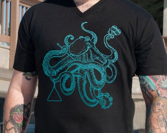 Octopus Percussionist T-Shirt: Hand-Drawn Musical Design