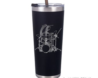 Turtle Drummer Stainless Steel Tumbler or Mug: Laser Engraved