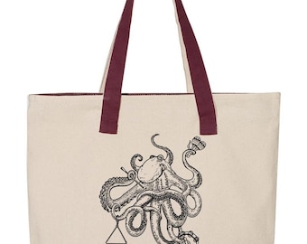 Octopus Playing Percussion, Musician's Canvas Tote
