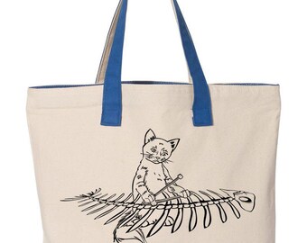 Cat Playing Marimba, Musician's Canvas Tote
