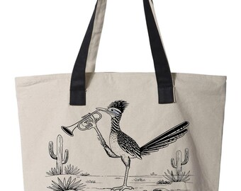 RoadRunner Playing Trumpet, Musician's Canvas Tote