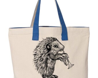 Cat Playing Marimba, Musician's Canvas Tote