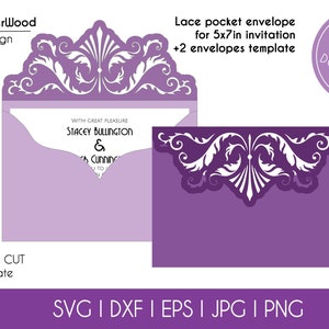HochzeitSeinladung Briefumschlag Cut Template 5x7 Classic Swirl Lace Card Silhouette Studio Svg Dxf Eps DIY Paper Papercut Laser Cut File