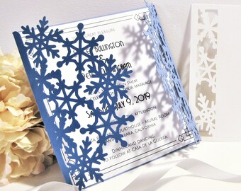 Set Winter Gate Fold Invitation de mariage 6x6 RSVP Carte Enveloppe Vector Silhouette Studio Svg Dxf Eps Jpg Papier Papier Découpé Laser Modèle