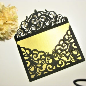 Set Invito di nozze Busta Taglio Modello A7 5x7 in RSVP Swirl Scroll Lace Card Vector Silhouette Cricut Svg Dxf Eps Papercut Laser