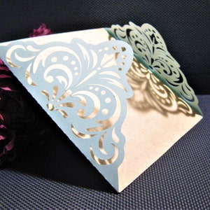 Lace Four-Fold Square Wedding Invitation Cut Template 6x6 Swirl Lace Card SVG DXF EPS Silhouette Cricut Paper Papercut Laser Cut File