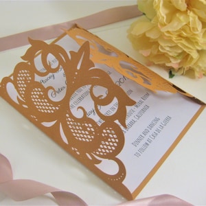 Set Lace Gate-Fold Hochzeit Einladungsvorlage A7 5x7 in Swirl Lace Card SVG DXF EPS Silhouette Cricut Papercut Laser Cut File