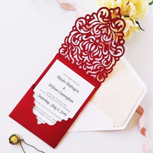 Convite de casamento bolso envelope corte modelo 5x7 clássico redemoinho cartão de renda svg dxf eps diy silhueta cricut papel papercut arquivo corte a laser