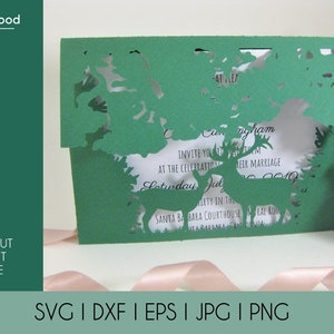 Set Wild Forest Rustic Wedding Invitation Enveloppe 5x7 RSVP Card 2 Deer Vector Svg Dxf Eps Paper DAY Silhouette Cricut Laser Cut Template