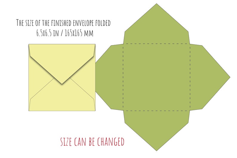 set 6 wedding square envelope 65x 65 in template flap liner etsy