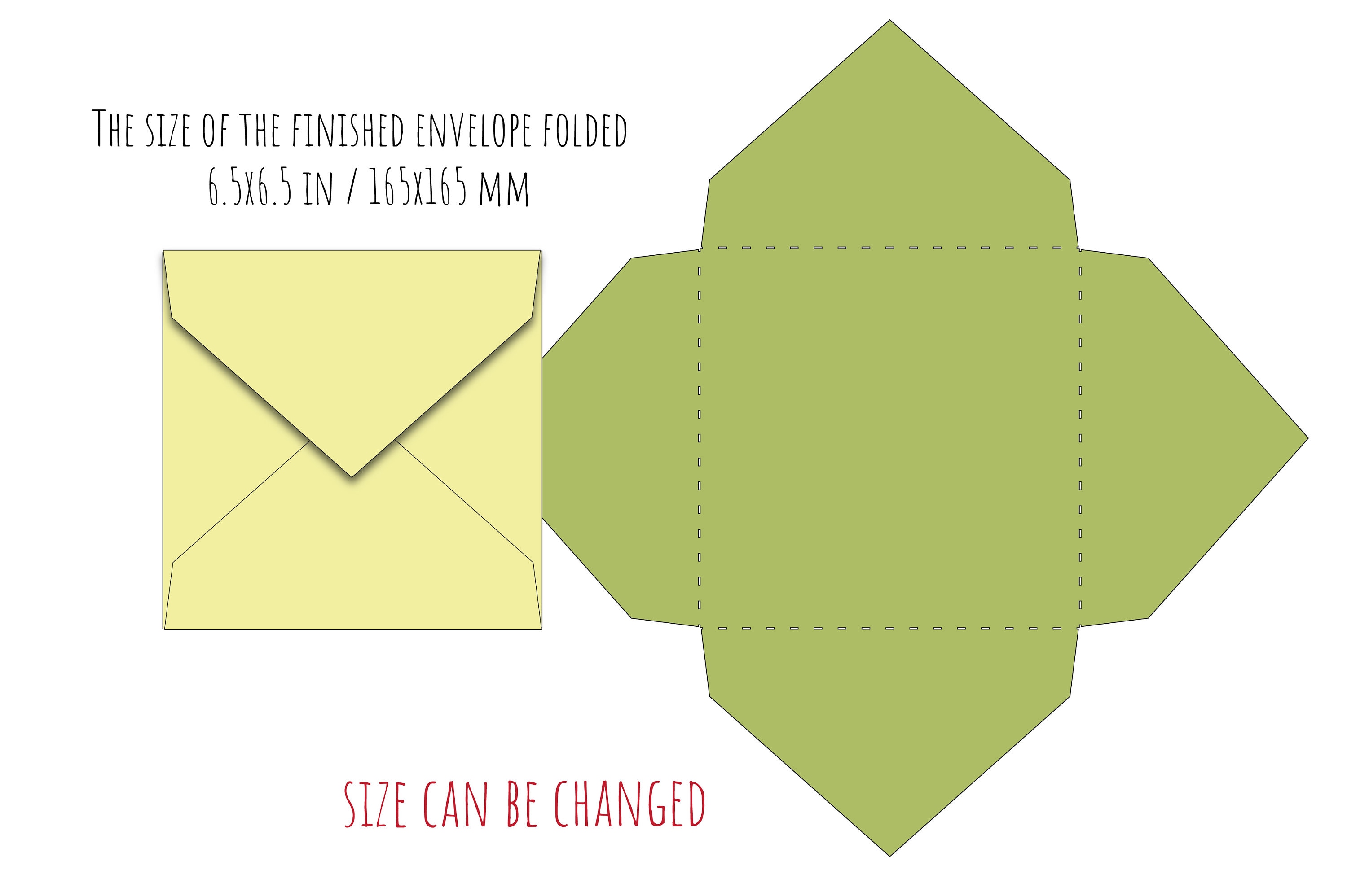 Set 6 Wedding Square Envelope 6.5x 6.5 in Template Flap Liner Etsy