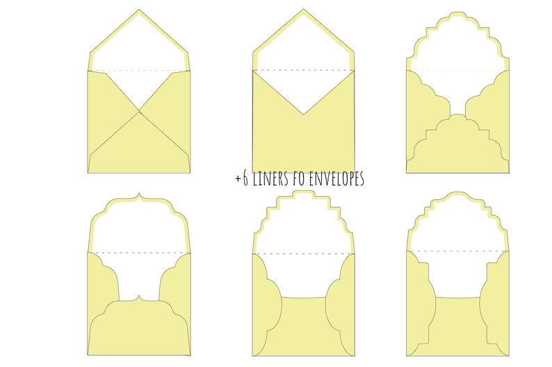 set 6 wedding square envelope 65x 65 in template flap