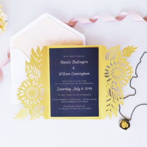 Gate Fold Sunflower Wedding Invitation Cut Template A7 5x7 Card Silhouette Cricut Svg Dxf Eps Paper Papercut Laser Cut File image 10