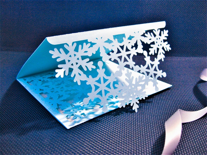 Set Winter Snowflake Tri Fold Wedding Invitation Envelope 6x6 in RSVP Card Vector Svg Dxf Eps Pdf Silhouette Cricut Paper Laser Cut Template image 8