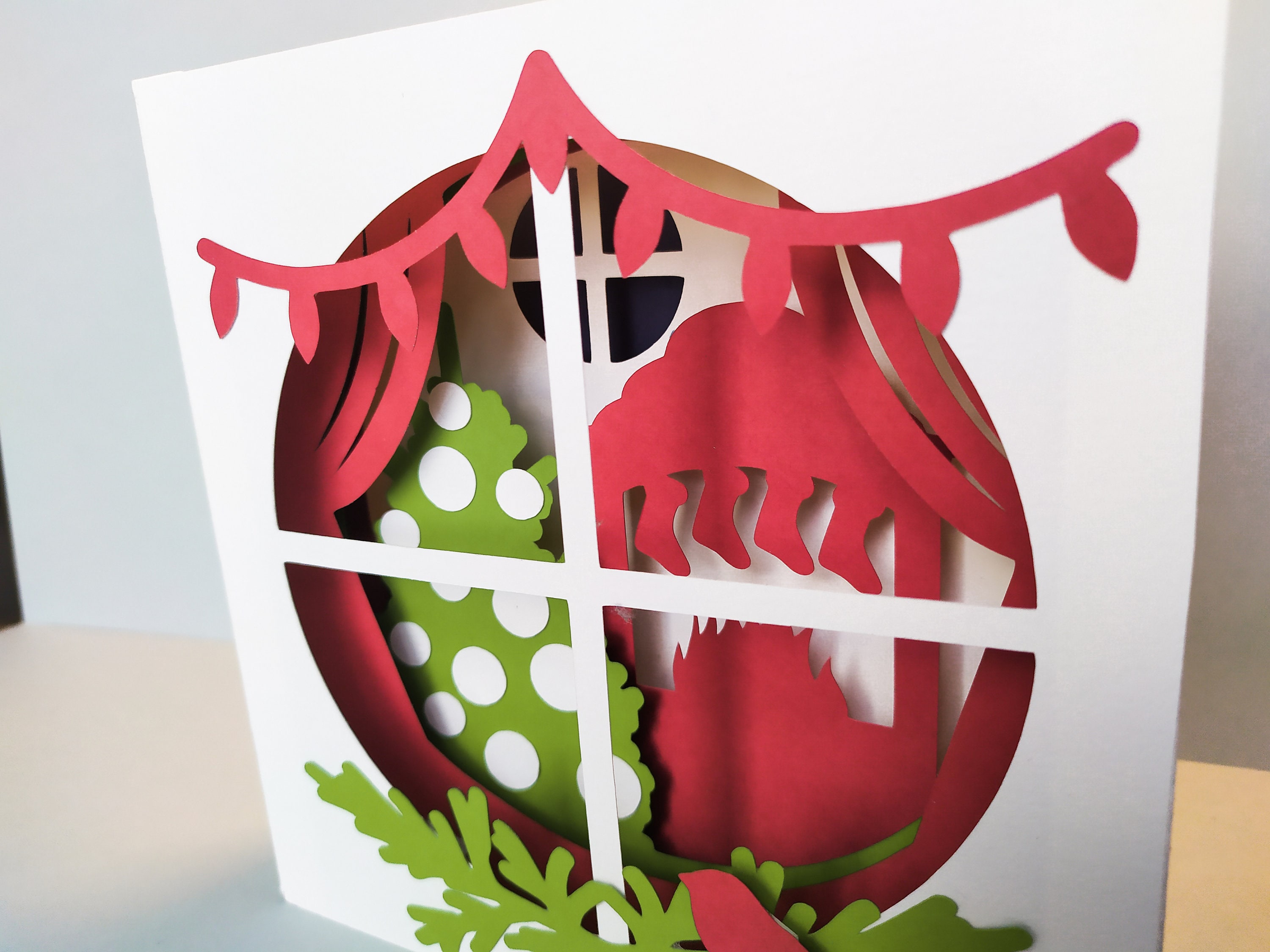 Winter Christmas Window 3d Tunnel Card Cut Template Shadowbox DIY Svg ...