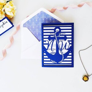 Set Invitación de Bolsillo A7 5x7 Nautical Ocean Seaside Summer Wedding Envelope RSVP Card Vector Svg Dxf Eps Silhouette Paper Laser Cut Template imagen 9