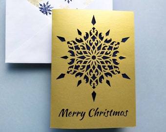 Merry Christmas Card Cut Template 5x7 + A7 Envelope Classic Lettering Card Silhouette Studio Svg Dxf Eps DIY Paper Papercut Laser Cut File