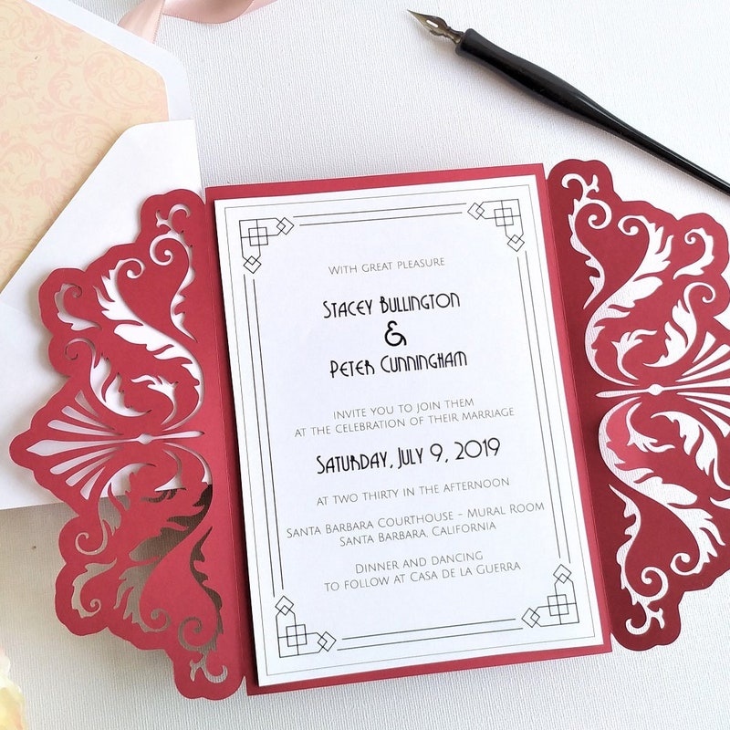 Lace Wedding Invitation Template - Etsy