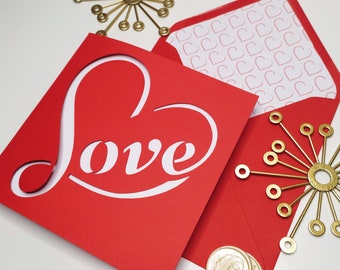 Valentine's Day Love Square Card Templates 6x6 Card Vector Silhouette Studio Svg Dxf Eps Jpg Paper Papercut Laser Cut Template