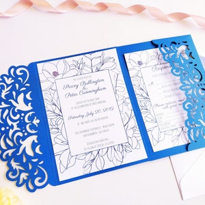Tri-Fold Pocket Wedding Invitation Cut Template Enveloppe A7 5x7 Swirl Lace Card Svg Dxf Eps Silhouette Cricut Paper Papercut Laser Cut File