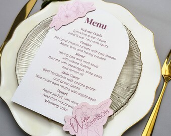 Blossom Wedding Arch Menu Template | Botanical Floral Wedding Menu | Cricut Print Then Cut | Editable Canva Menu | MENU wth Guest place card