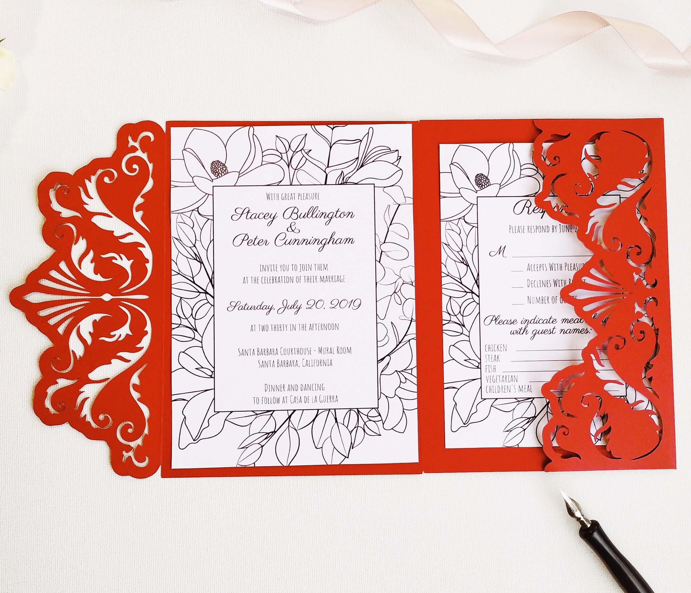 Tri-Fold Pocket Wedding Invitation Cut Template Envelope A7 | Etsy