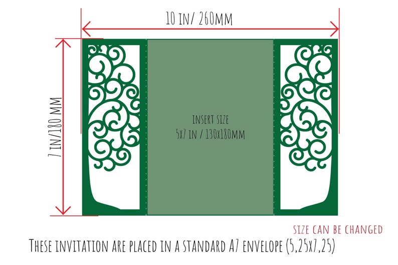 Set Wedding Invitation Gate Fold Cut Template A7 5x7 Swirls Tree Rustic Boho RSVP Vector Silhouette Cricut Svg Dxf Eps Paper Papercut Laser image 3