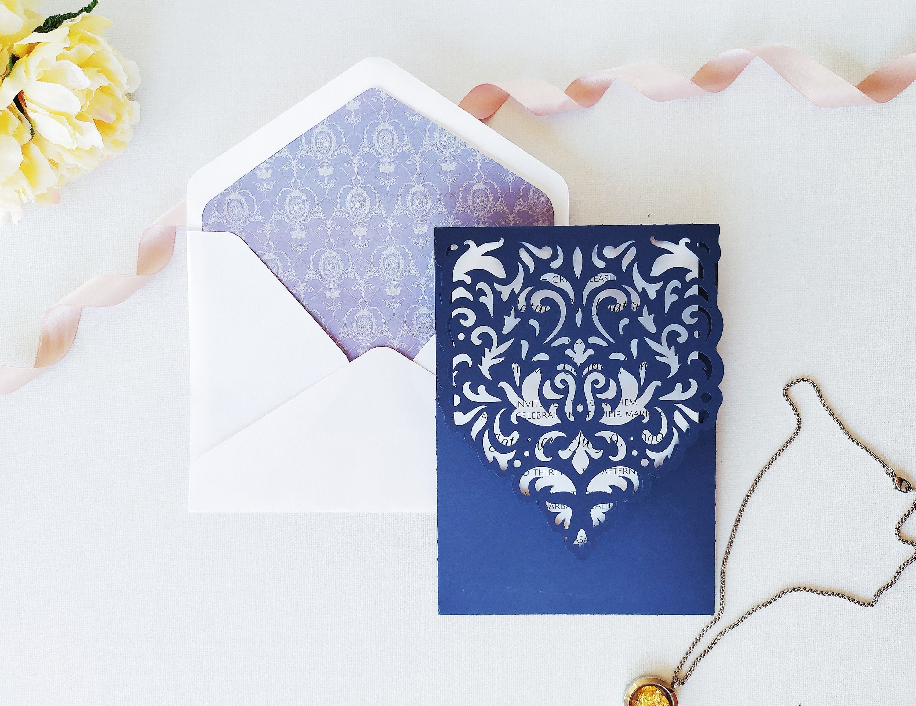 Wedding Invitation Pocket Envelope Cut Template 5x7 Classic Etsy