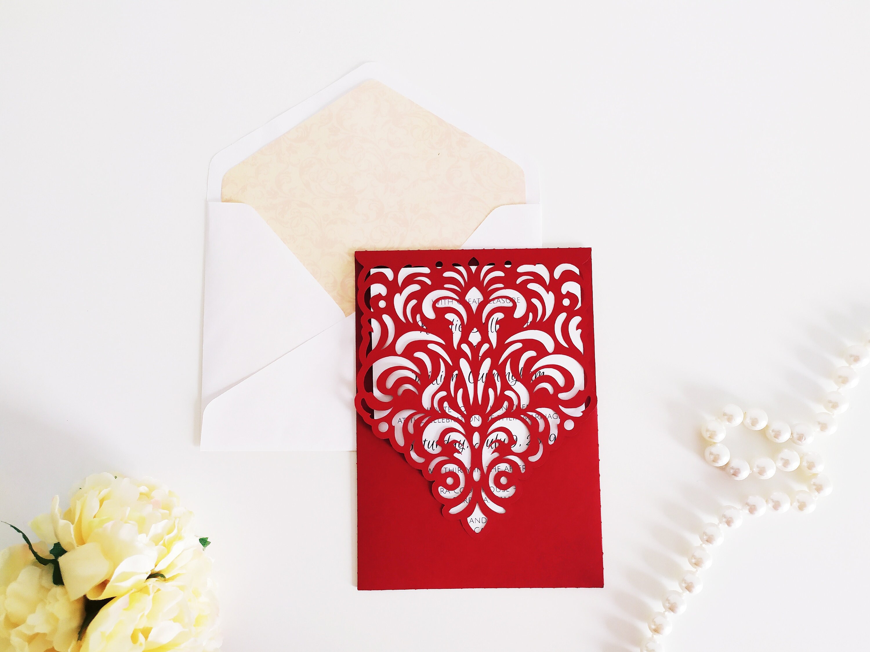 Wedding Invitation Pocket Envelope Cut Template 5x7 Classic Etsy