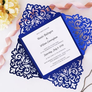 Vierfaltige quadratische HochzeitSeinladung Einladungsvorlage Swirl Lace Card 6x6 Briefumschlag Svg Dxf Eps Papierschnitt Cricut Silhouette Laser Cut File