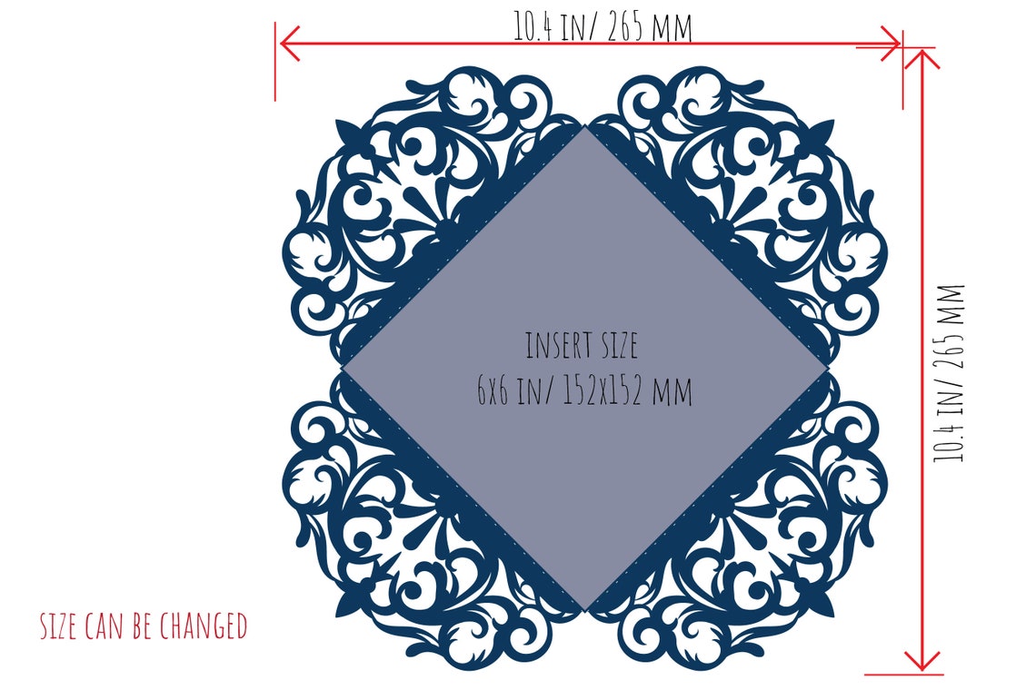 Set Lace Wedding Invitation Four Fold Square Envelope 6x6 RSVP | Etsy