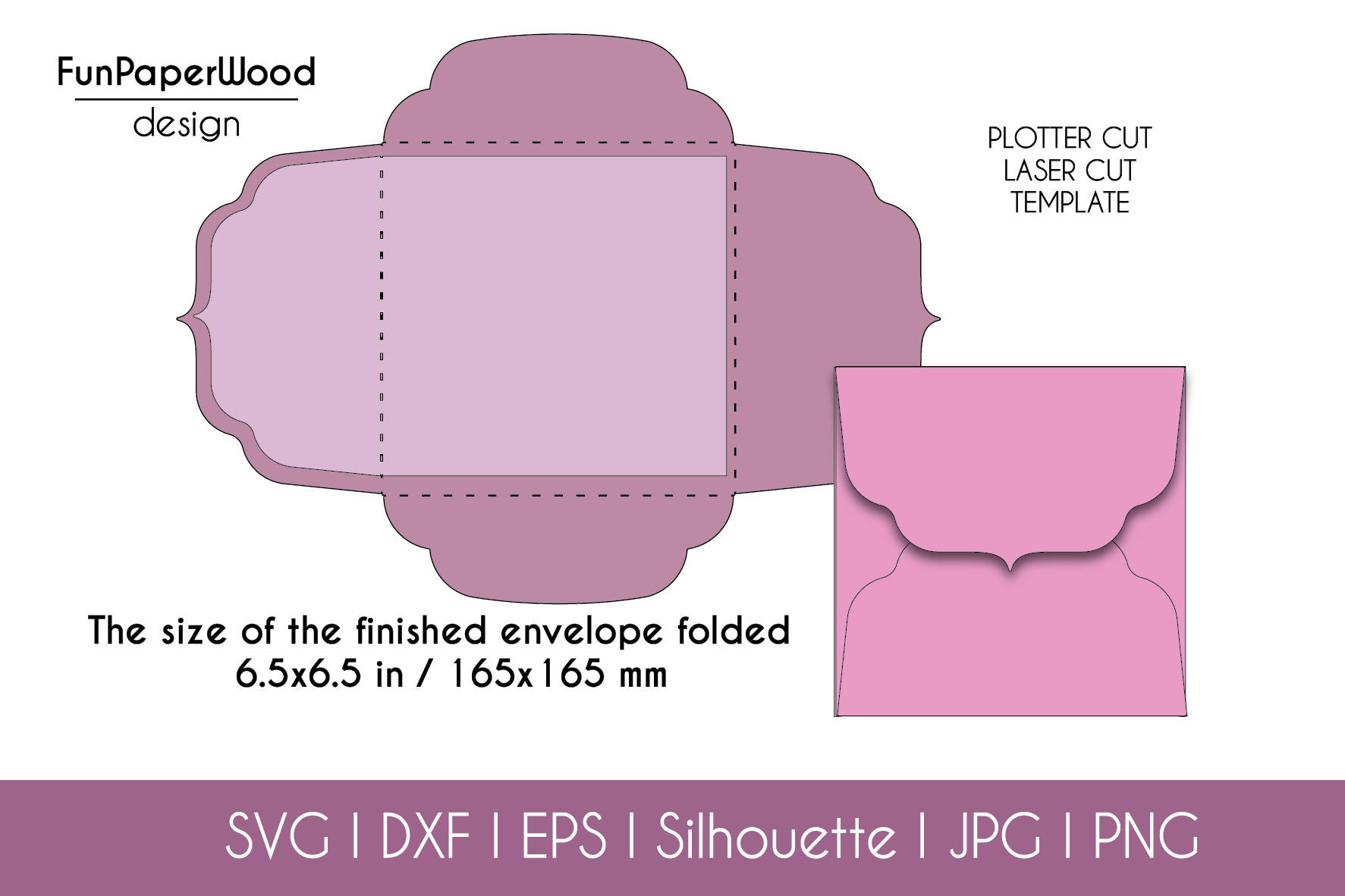 Set 6 Wedding Square Envelope 6.5x 6.5 in Template Flap Liner Etsy