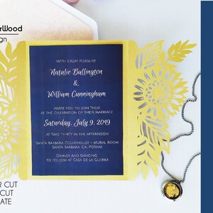 Gate Fold Sunflower Wedding Invitation Cut Template A7 5x7 Card Silhouette Cricut Svg Dxf Eps Paper Papercut Laser Cut File image 6