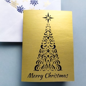 Modelo de corte de cartão de feliz natal 5x7 + a7 envelope clássico redemoinho renda silhueta estúdio svg dxf eps diy papel corte a laser arquivo