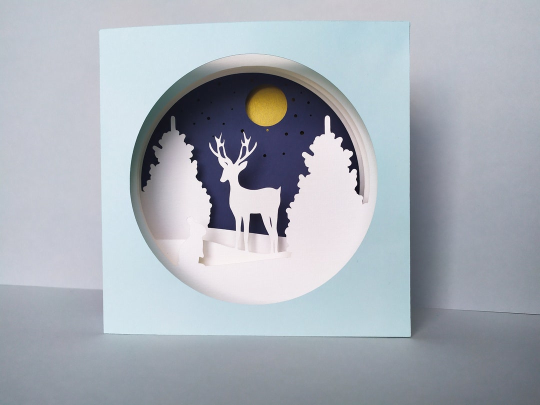 Winter Merry Christmas 3d Tunnel Card Cut Template Shadowbox DIY Svg ...