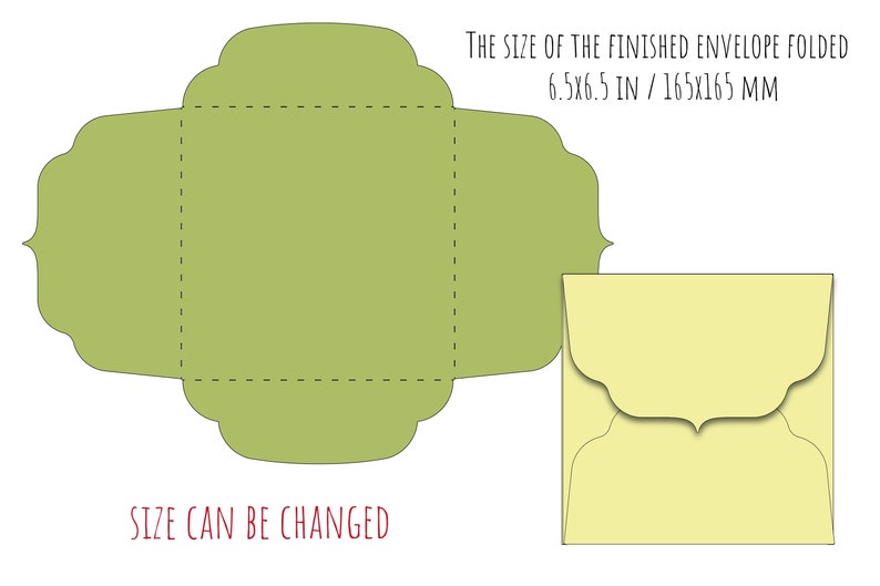 set 6 wedding square envelope 65x 65 in template flap liner etsy