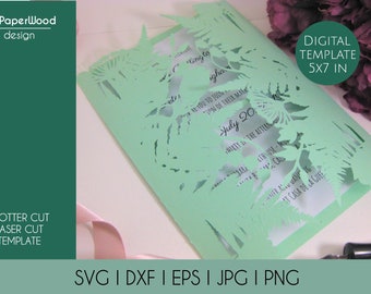 Zestaw Dziki Kwiatowy Rustykalny Brama Składane Zaproszenie Ślubne 5x7 Karta RSVP Sylwetka Wektorowa Cricut Svg Dxf Eps Pdf Papier Wycinanka Laserowa Szablon