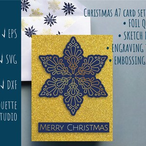 Feliz Natal Folha de pena e modelo de cartão cortado 5x7 + A7 Envelope Design de linha única Esboço em relevo SVG DXF EPS Cricut Silhouette Cameo