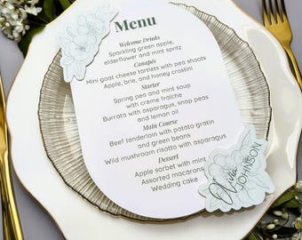 Blossom Wedding Double Arch Menu Template | Botanical Wedding Menu | Cricut Print Then Cut | Editable Canva Menu | MENU Guest place card