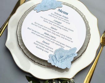 Blossom Wedding Circle Menu Template | Botanical Wedding Menu | Cricut Print Then Cut | Editable Canva Menu | MENU Guest place card