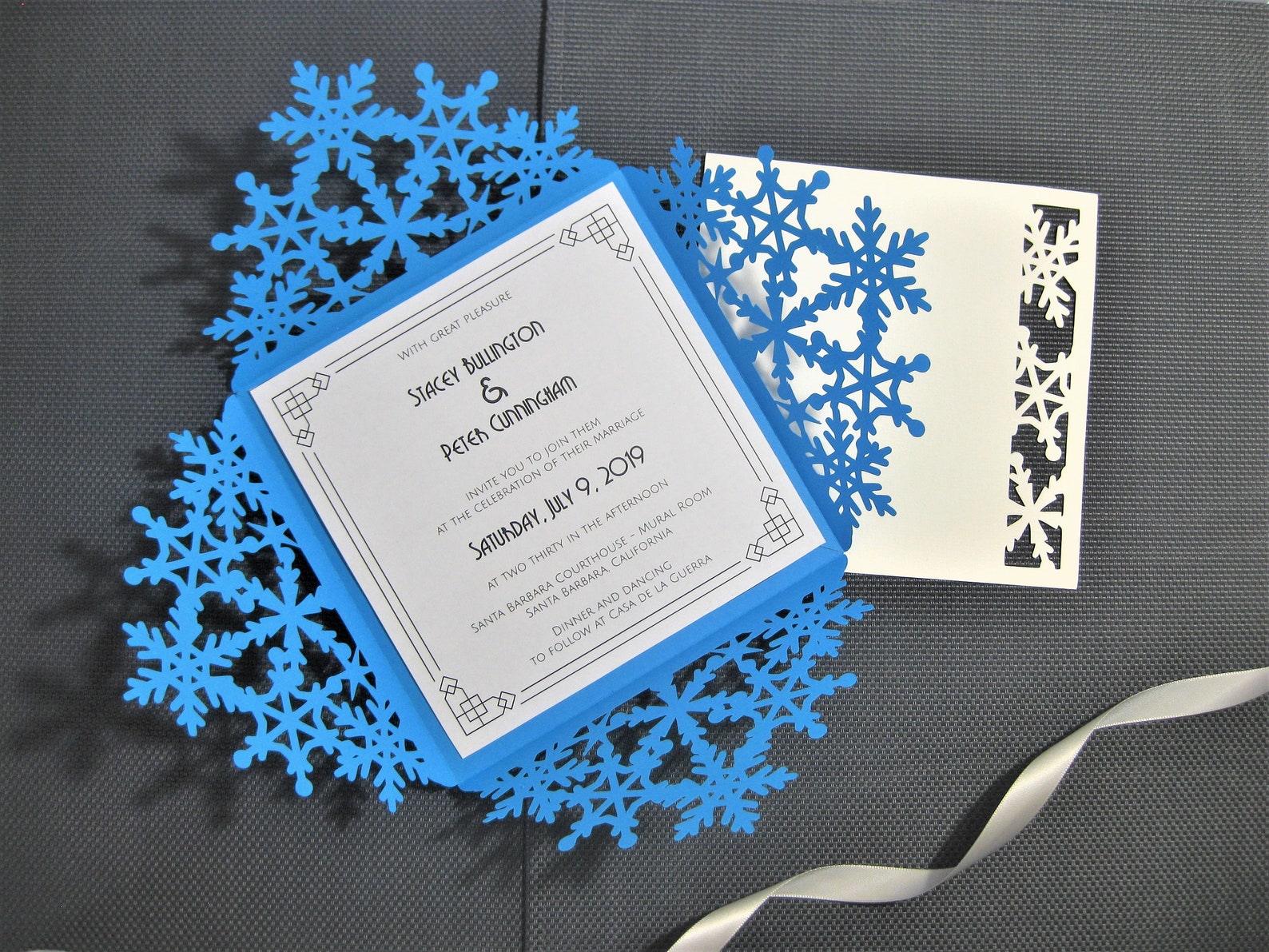 Set Winter Snowflake Four Fold Wedding Invitation Envelope 6x6 | Etsy